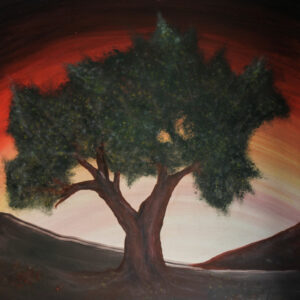 Tree on Sunrise. Arie Perelman. Oil on Canvas.